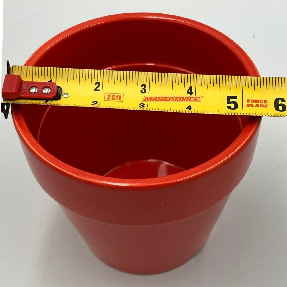 Ashland Ceramic Pot Set 2 Home Decor 5in Red Very Good Glossy Summer Living - Picture 7 of 8
